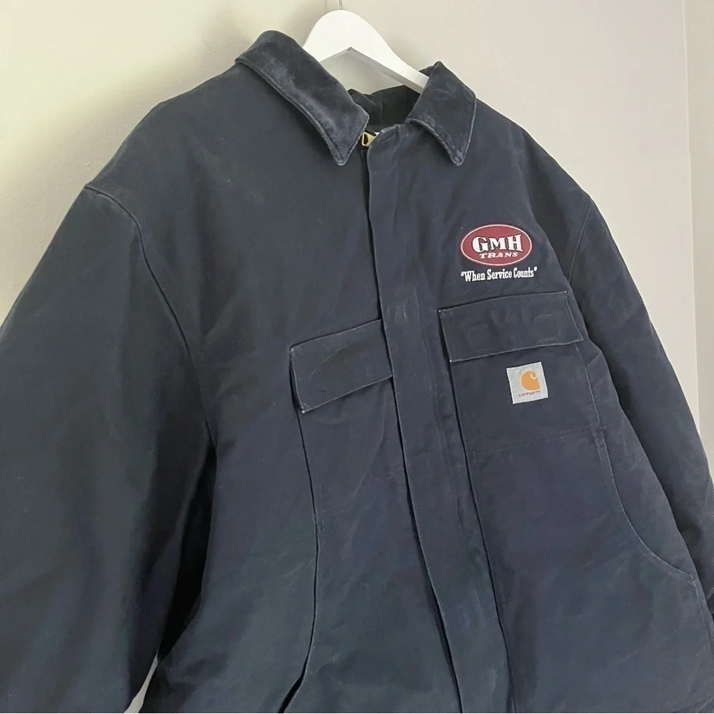 Carhartt‎ Men’s Quilted Winter Duck Coat Navy Blue Size 3XL Logo Patch